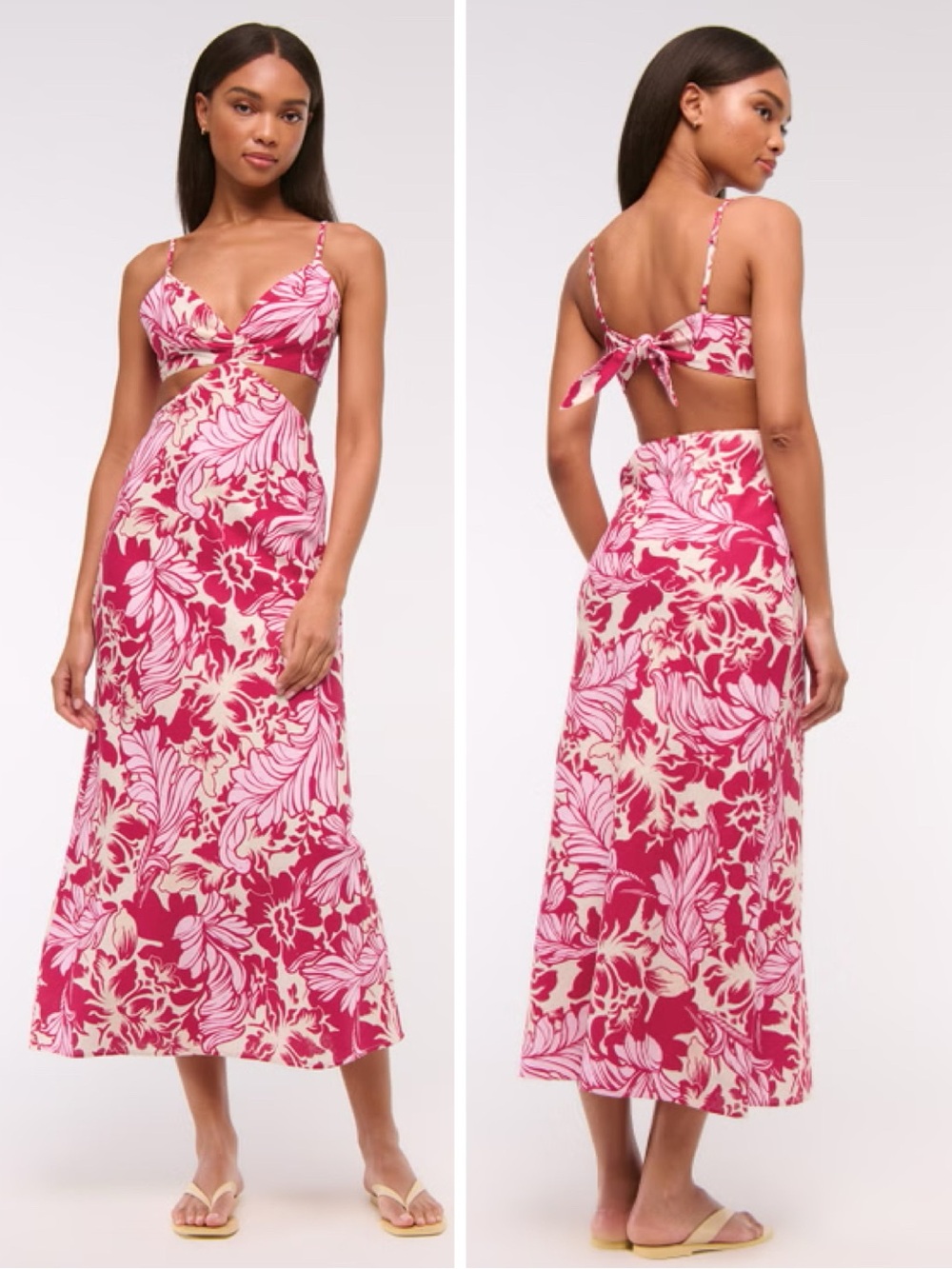 Abercrombie & Fitch The Julia Slip Cutout Maxi Dress Size Medium Floral Linen